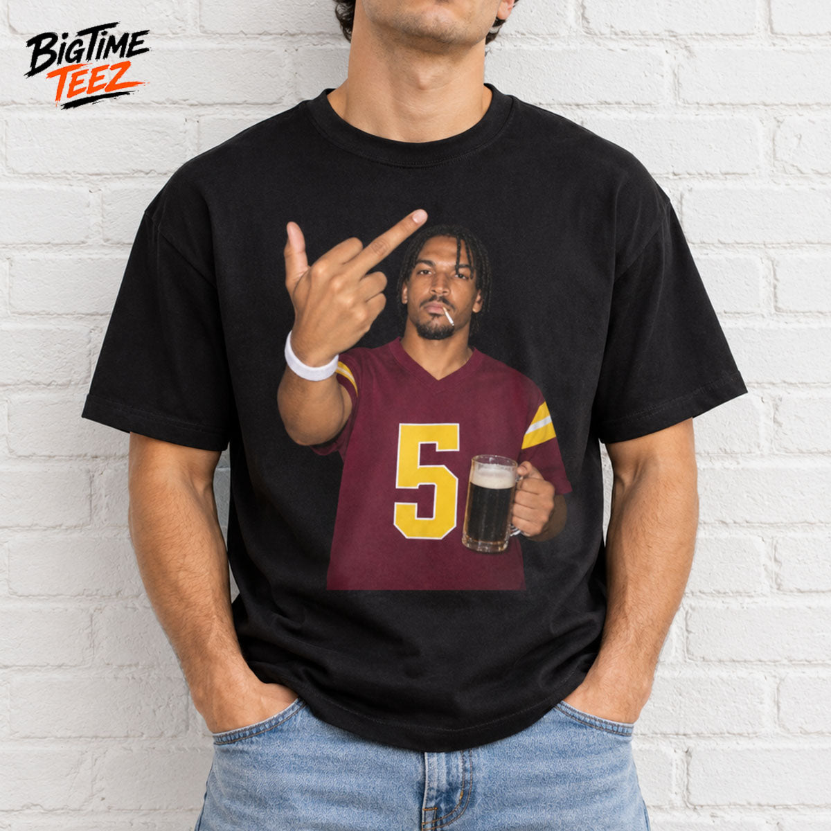 Jayden Daniels Smoking and Giving the Middle Finger Shirt