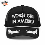 Slayyyter Worst Girl In America White Embroidery Hat