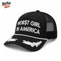 Slayyyter Worst Girl In America White Embroidery Hat