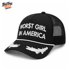 Slayyyter Worst Girl In America White Embroidery Hat